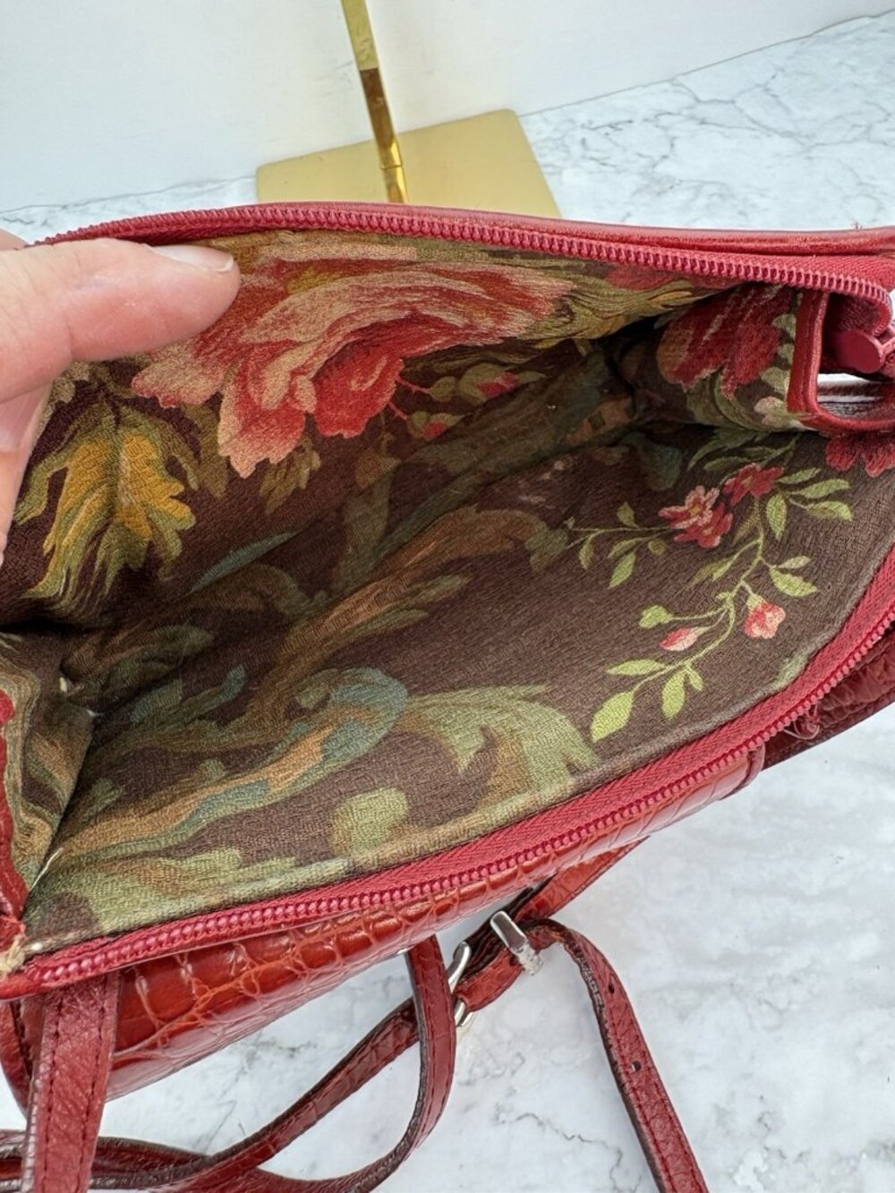-Crossbody Wallet Purse Red Pebbled Leather Travel Festival Western Casual - Picture 7 of 12